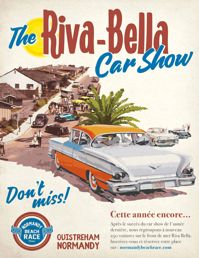 Affiche normandy beach race riva bella car show